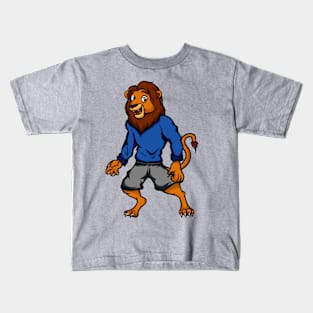 Cute Anthropomorphic Human-like Cartoon Character Lion in Clothes Kids T-Shirt